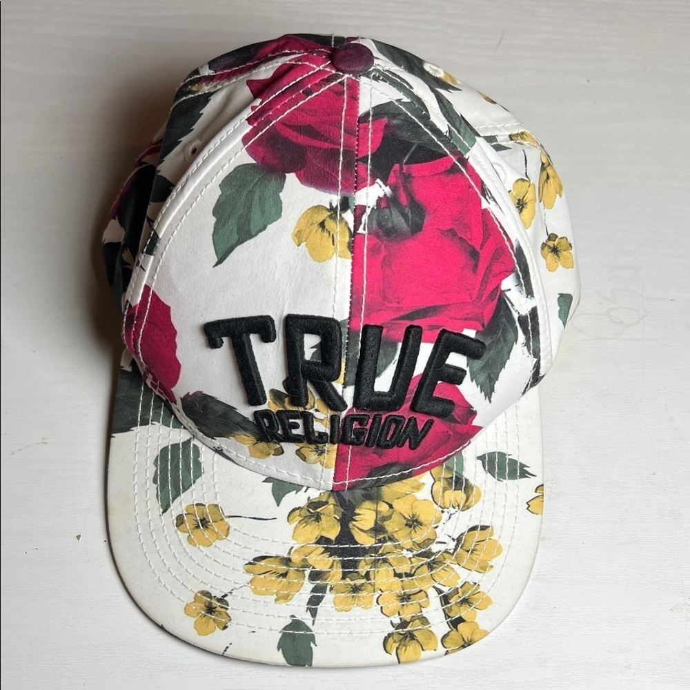 True Religion Red and Yellow Floral Cap